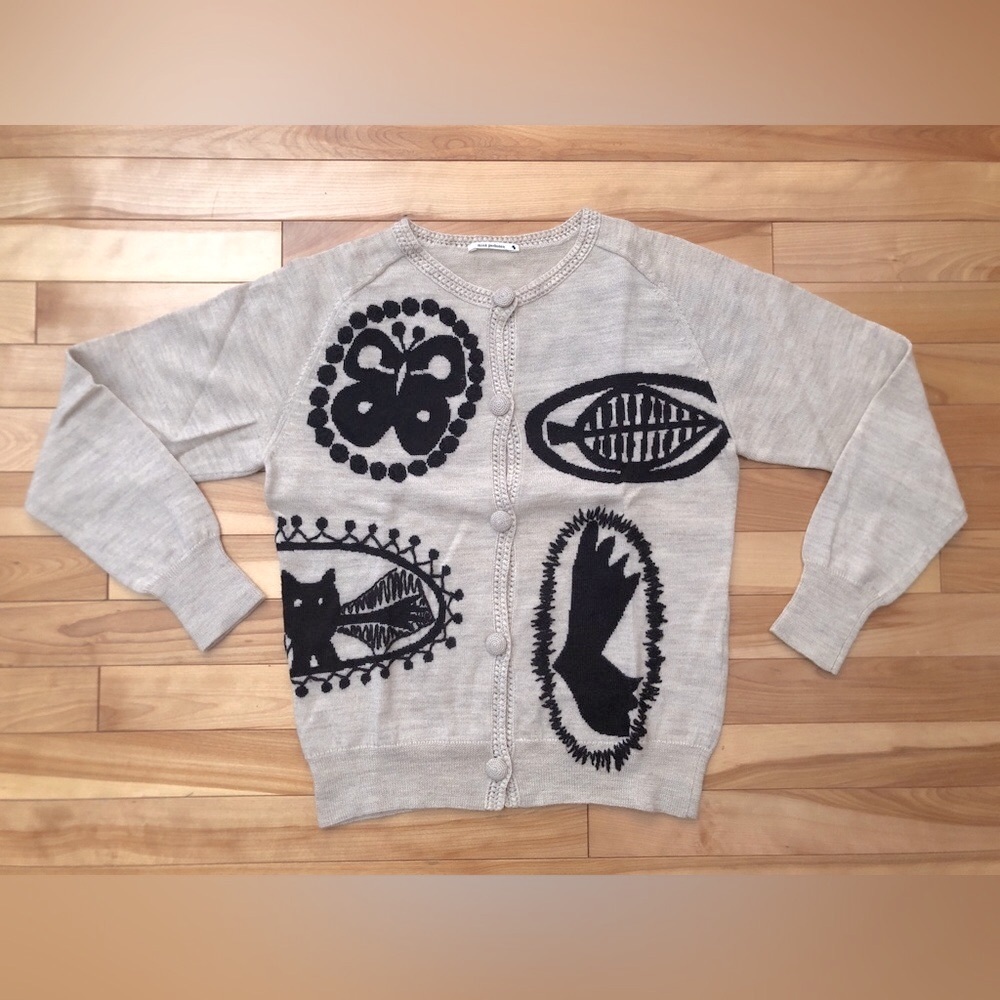 mina perhonen jungle relief jacquard wool knit cardigan 36